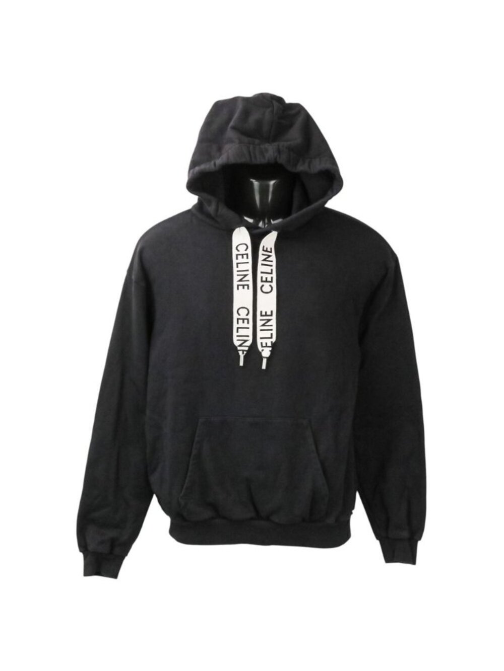 Celine Logo Drawstring Loose Hoodie Pullover Black